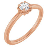 14K Rose Natural White Sapphire Solitaire Rope Ring
