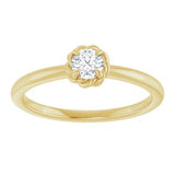 14K Yellow Natural White Sapphire Solitaire Rope Ring