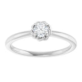 Platinum Natural White Sapphire Solitaire Rope Ring