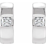 14K White 1/4 CTW Natural Diamond 12 mm Hinged Huggie Hoop Earrings