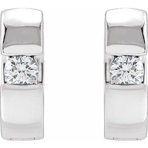 14K White 1/4 CTW Natural Diamond 12 mm Hinged Huggie Hoop Earrings