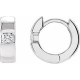 14K White 1/4 CTW Natural Diamond 12 mm Hinged Huggie Hoop Earrings