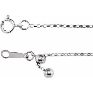 14K White 1.1 mm Adjustable Rolo 16-22" Chain