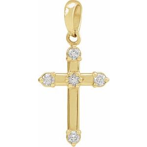14K Yellow .07 CTW Natural Diamond Cross Pendant