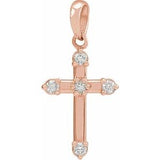 14K Rose .07 CTW Natural Diamond Cross Pendant