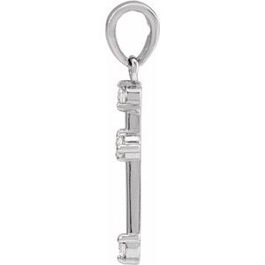 14K White .07 CTW Natural Diamond Cross Pendant