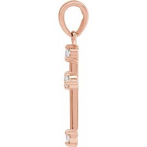 14K Rose .07 CTW Natural Diamond Cross Pendant