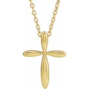 14K Yellow 14.65x11.2 mm Cross 16-18" Necklace