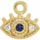 14K Yellow Petite Pavé™ Natural Blue Sapphire & .01 CTW Natural Diamond Evil Eye Dangle
