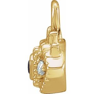 14K Yellow Petite Pavé™ Natural Blue Sapphire & .01 CTW Natural Diamond Evil Eye Dangle