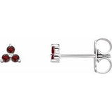 14K White Natural Mozambique Three Stone Earrings