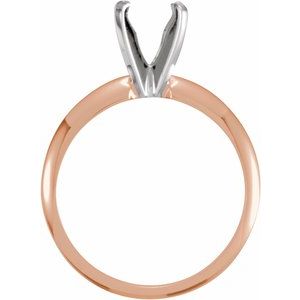 14K Rose/White 3.5-3.9 mm Round Pre-Notched Lightweight 4-Prong Solitaire Engagement Ring Mounting