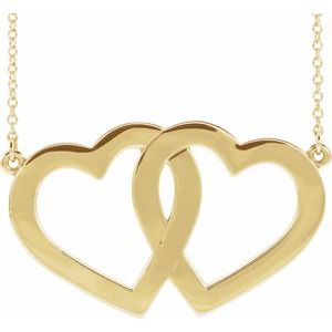 14K Yellow Engravable Famly Heart 18" Necklace
