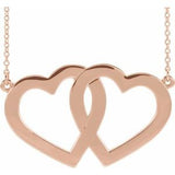 14K Rose Engravable Famly Heart 18" Necklace