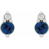 Sterling Silver Natural Blue Sapphire & .03 CTW Natural Diamond Earrings