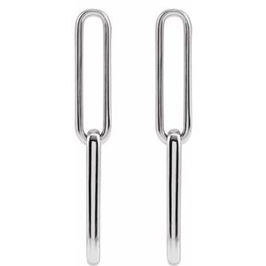 14K White Paperclip-Style Earrings
