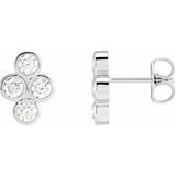 14K White 3/4 CTW Natural Diamond Bezel-Set Cluster Earrings