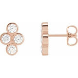 14K Rose 3/4 CTW Natural Diamond Bezel-Set Cluster Earrings