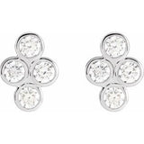 14K White 3/4 CTW Natural Diamond Bezel-Set Cluster Earrings
