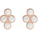 14K Rose 3/4 CTW Natural Diamond Bezel-Set Cluster Earrings