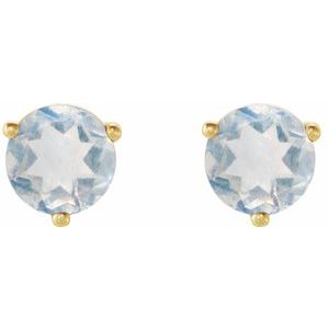 14K Yellow Natural Blue Sheen Moonstone Earrings