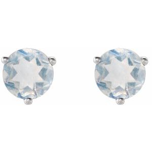 14K White Natural Blue Sheen Moonstone Earrings