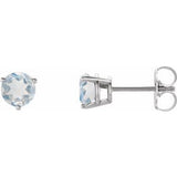 14K White Natural Blue Sheen Moonstone Earrings