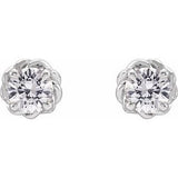 Platinum 4 mm Natural White Sapphire Claw-Prong Rope Earrings
