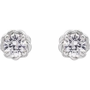Platinum 4 mm Natural White Sapphire Claw-Prong Rope Earrings