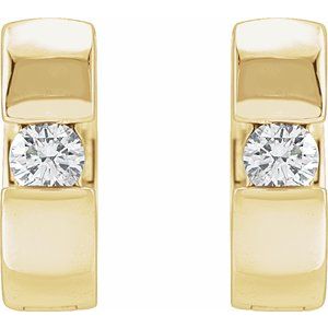 14K Yellow 1/4 CTW Natural Diamond 12 mm Hinged Huggie Hoop Earrings