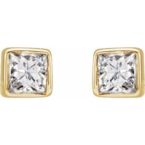 14K Yellow .05 CTW Natural Diamond Bezel-Set Earrings