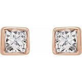 14K Rose .05 CTW Natural Diamond Bezel-Set Earrings