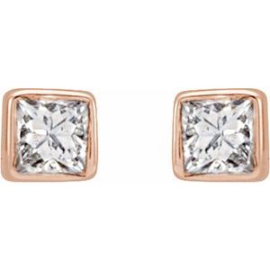 14K Rose .05 CTW Natural Diamond Bezel-Set Earrings