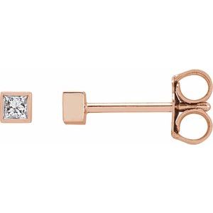 14K Rose .07 CTW Natural Diamond Bezel-Set Earrings