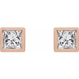 14K Rose .07 CTW Natural Diamond Bezel-Set Earrings