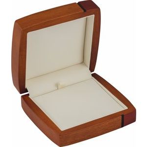 Brown Wood Flap Earring/Pendant Box with Reversible Insert