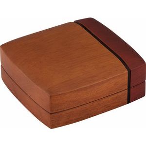 Brown Wood Flap Earring/Pendant Box with Reversible Insert