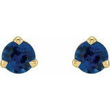 14K Yellow 3 mm Natural Blue Sapphire Earrings