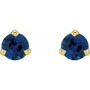 14K Yellow 3 mm Natural Blue Sapphire Earrings