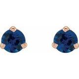 14K Rose 3 mm Natural Blue Sapphire Earrings