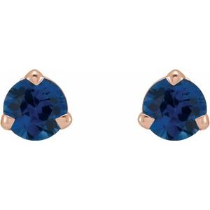 14K Rose 3 mm Natural Blue Sapphire Earrings