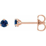 14K Rose 3 mm Natural Blue Sapphire Earrings