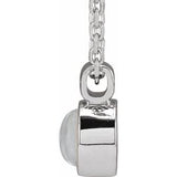 14K White Natural Rainbow Moonstone Bezel-Set 16-18" Necklace