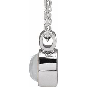 14K White Natural Rainbow Moonstone Bezel-Set 16-18" Necklace