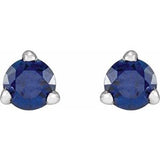 Sterling Silver 3 mm Natural Blue Sapphire Earrings