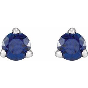 Sterling Silver 3 mm Natural Blue Sapphire Earrings