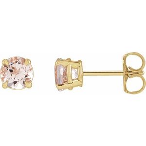 14K Yellow Pink Morganite Earrings