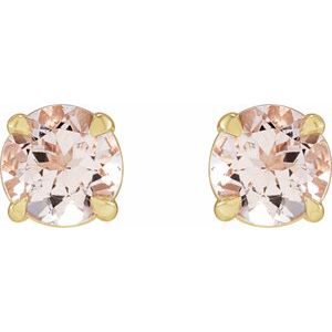 14K Yellow Pink Morganite Earrings
