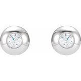 14K White 1/8 CTW Natural Diamond Domed Bezel-Set Earrings
