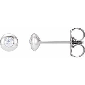 Platinum .06 CTW Natural Diamond Domed Bezel-Set Earrings